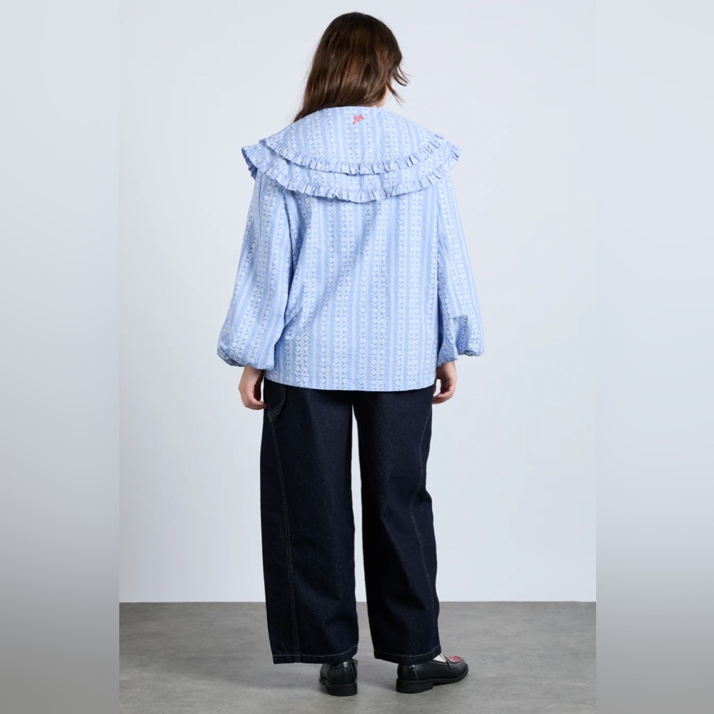 Blue Ruffled Women's Top - Picture 3 of 3